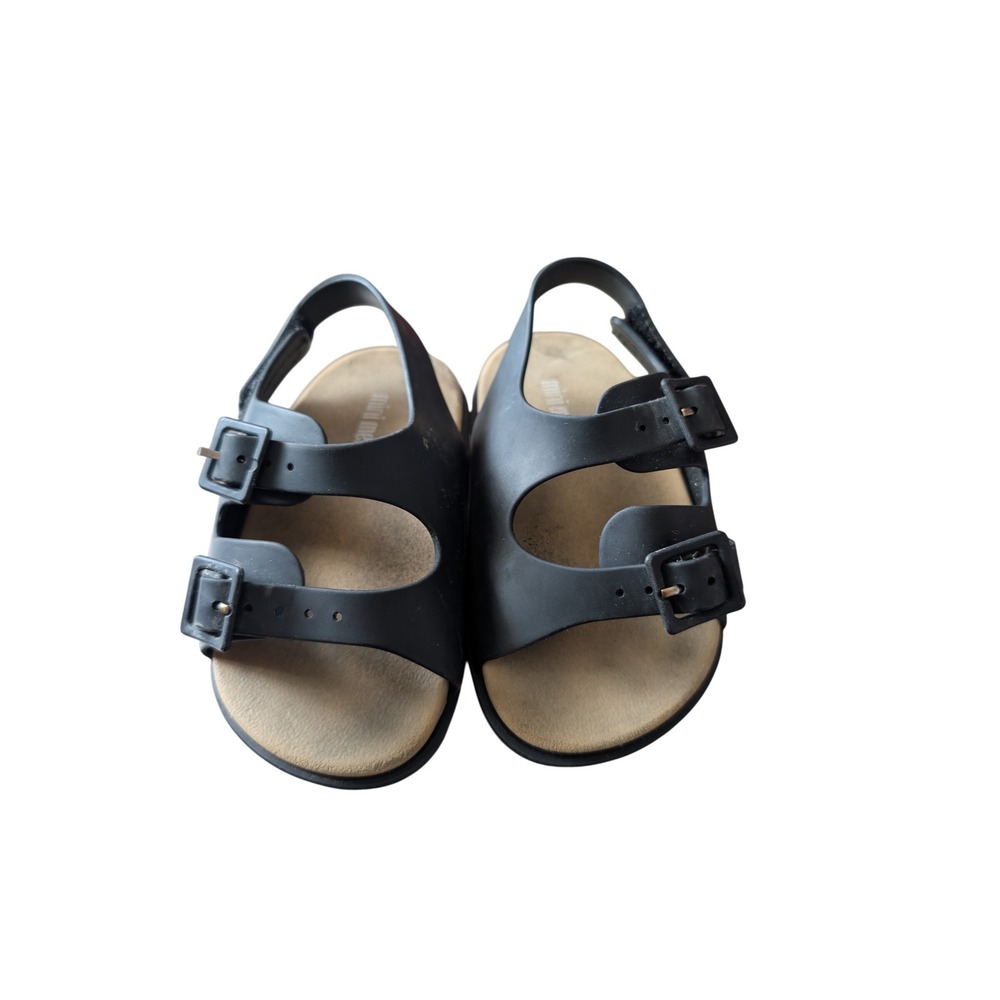Mini Melissa Kids Black Vegan Double Buckle Jelly Sandals Size 6 USA‎ 21 EUR F1